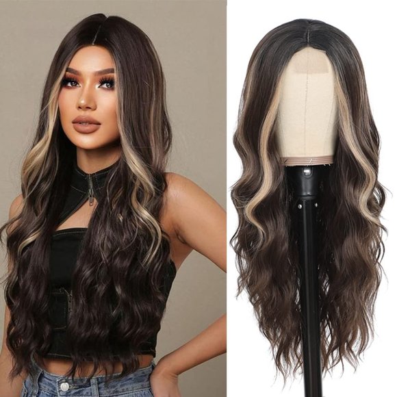 Other - 26 Inch  Wavy Ombre Brown Highlights Wig